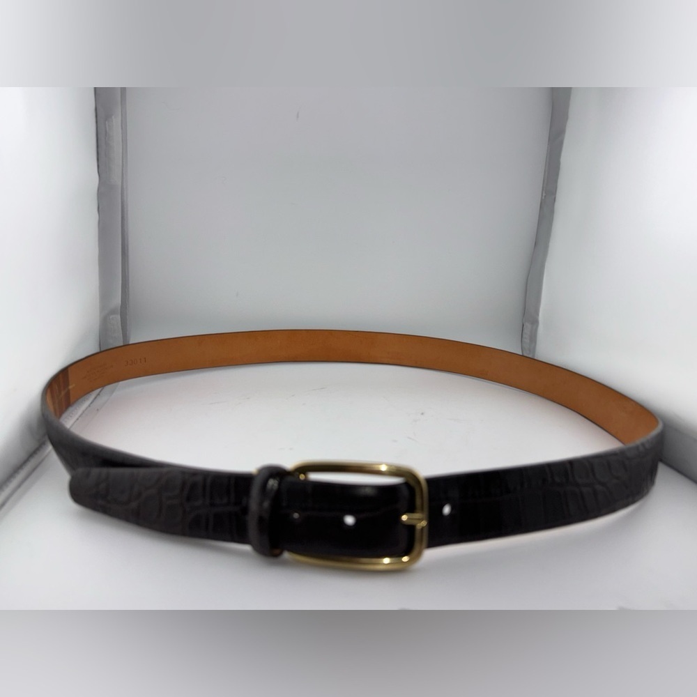 Martin Dingman Genuine Alligator Grain Calfskin Brown 42" Belt Hand Made in USA - Picture 6 of 12